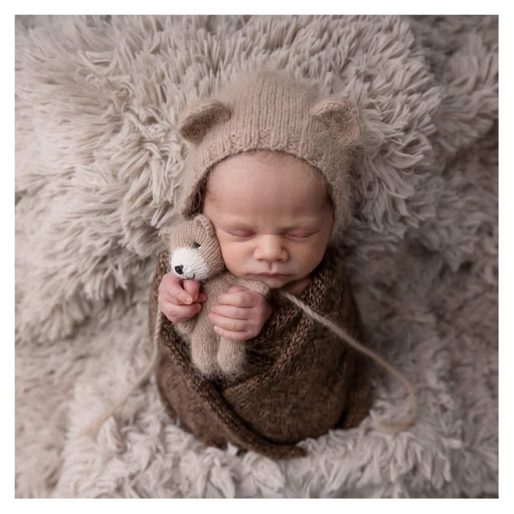 baby with teddy bear newborn photography Utah County