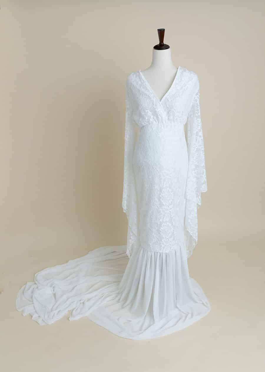 white lace maternity dress rental