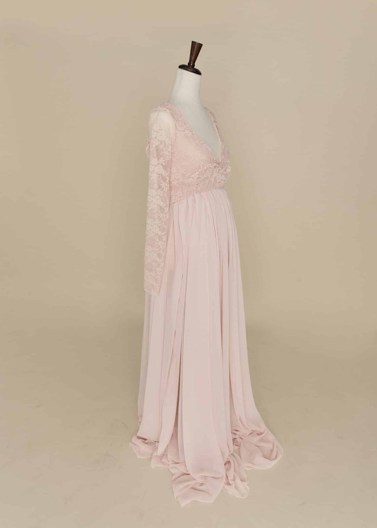 pink lace maternity gown