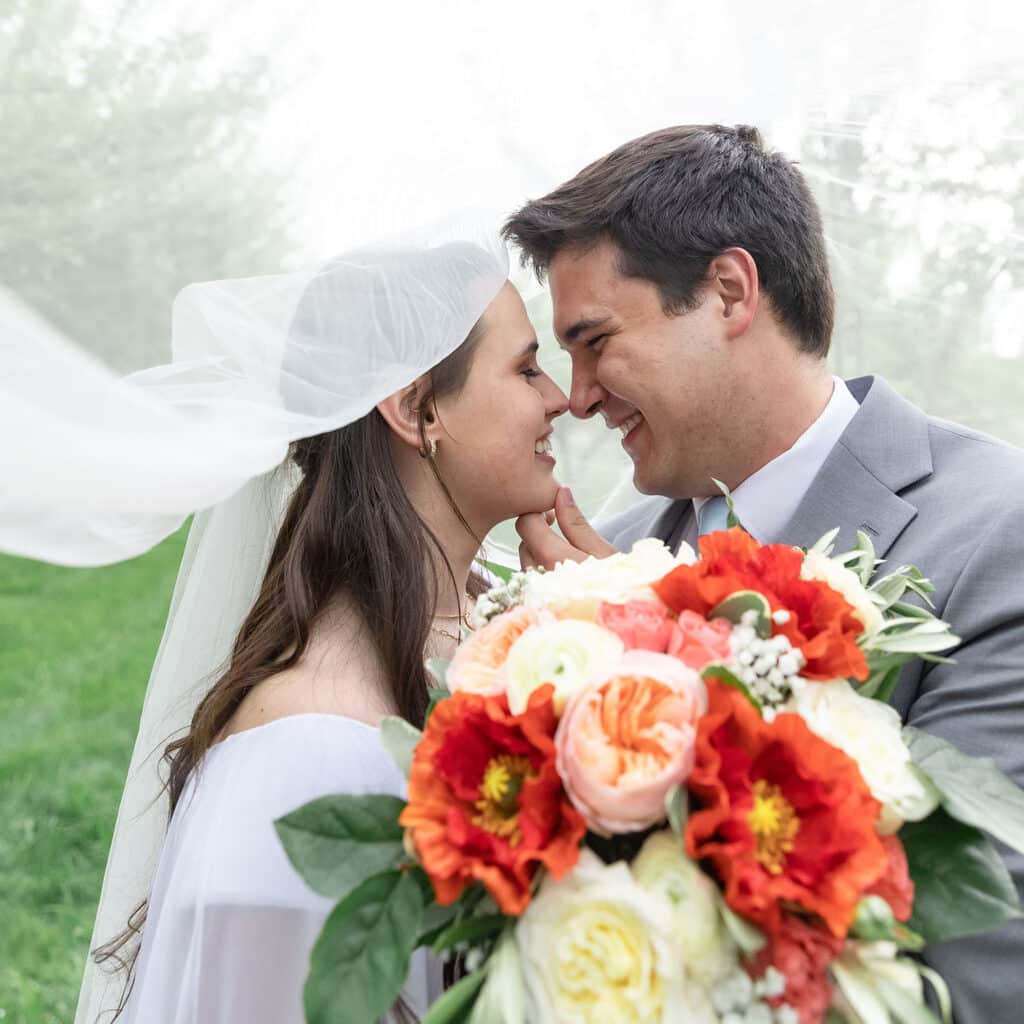 Salt Lake City Wedding Photographer Captures photo of Bride and Groom nose to nose
