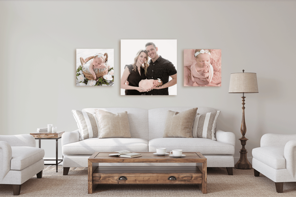 best print products such as canvases hanging on the wall of a client's home