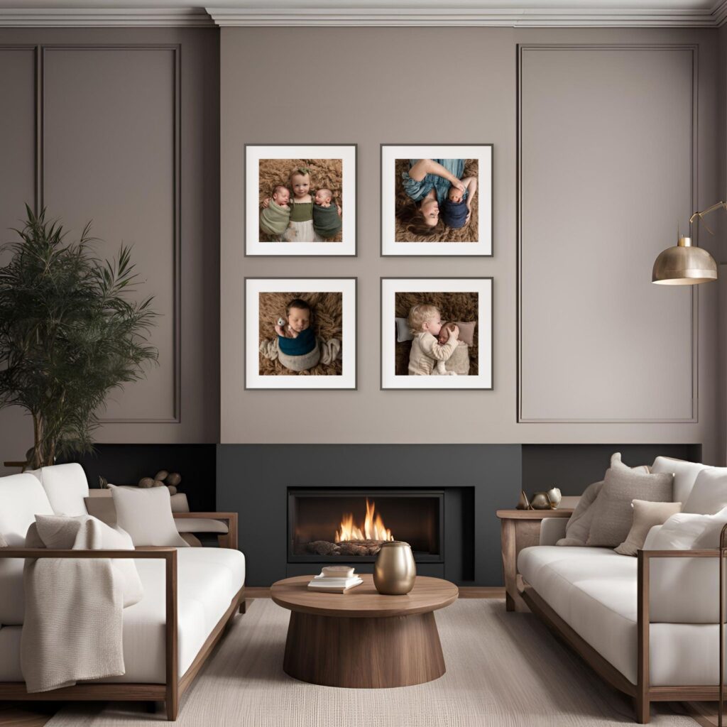 wall of art from newborn photography salt lake city session